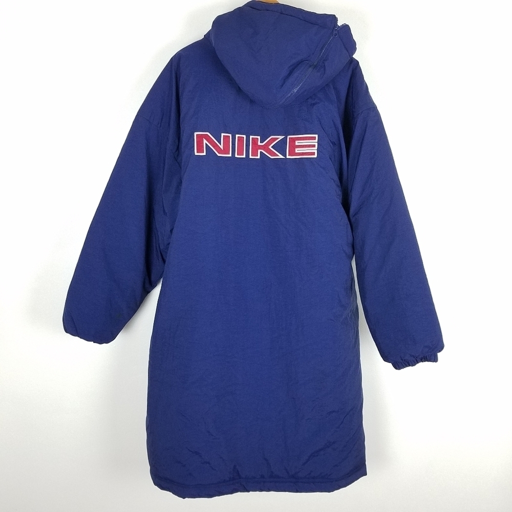 Vintage Nike 90s Logo Spell-out Hooded Winter Jacket Trench Coat Size XL